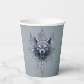 Mystischer Wolf Kopf. Pappbecher (Rückseite)
