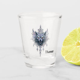 Mystischer Wolf Kopf. Schnapsglas