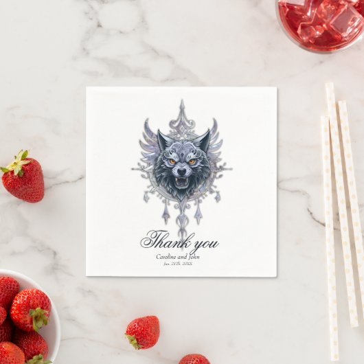 Mystischer Wolf Kopf. Serviette (Beispiel)