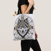 Mystischer Wolf Mandala Mondphasen Boho-Tasche Tasche (Von Nahem)