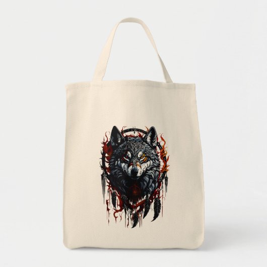 Mystischer Wolf mit Dreamcatcher Tragetasche (Vorne)
