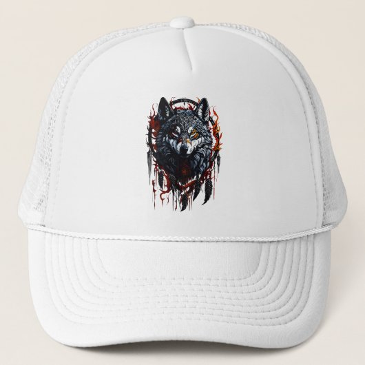 Mystischer Wolf mit Dreamcatcher Truckerkappe (Vorderseite)