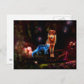 Mystischer Wolf und Fox Postkarte (Vorne/Hinten)