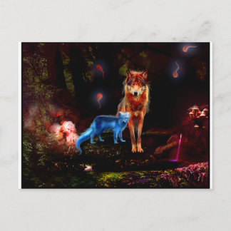 Mystischer Wolf und Fox Postkarte
