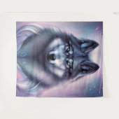 Mystischer Wolfsteppich Wandteppich (Vorderseite (Horizontal))