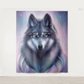 Mystischer Wolfsteppich Wandteppich (Vorderseite)