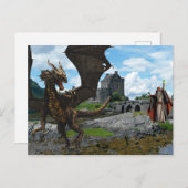 Mystischer Zauberer und Drachenburg Landschaft Postkarte (Vorne/Hinten)