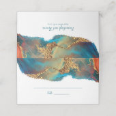 Mystisches Abstraktes Aquamarines Korallengold Platzkarte (Außenseite Aufgefaltet)