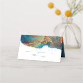 Mystisches Abstraktes Aquamarines Korallengold Platzkarte (Vorderseite)