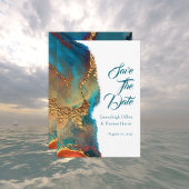 Mystisches Abstraktes Aquamarines Korallengold Save The Date