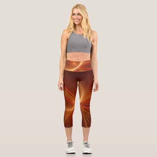 Mystisches Abstraktes Fraktal Kunst Moderne, warme Capri Leggings (Vorderseite)