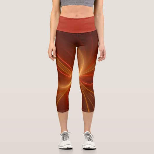 Mystisches Abstraktes Fraktal Kunst Moderne, warme Capri Leggings (Vorderseite)