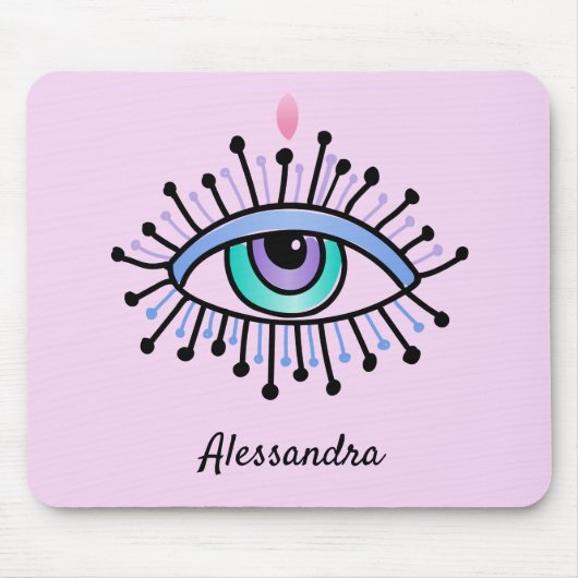 Mystisches, alles sichtendes Auge, hellrosa Mousepad (Vorne)
