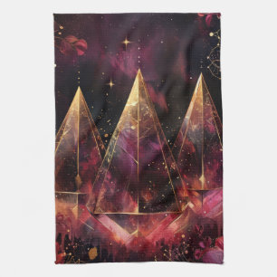 Mystisches Amethyst-Hexen-Celestial-Muster Geschirrtuch