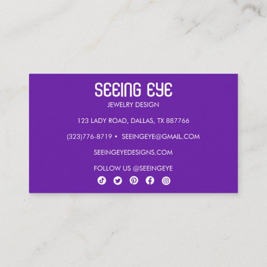Mystisches Auge Magisches Elegantes Boho Wasserfar Visitenkarte (Rückseite)