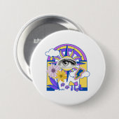 Mystisches Auge Regenbogenbogen Farbige Florale Bo Button (Vorne & Hinten)