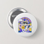 Mystisches Auge Regenbogenbogen Farbige Florale Bo Button (Vorne & Hinten)
