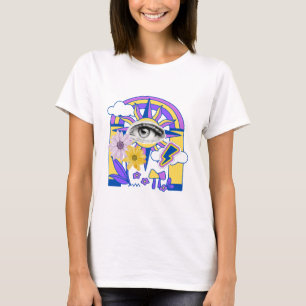 Mystisches Auge Regenbogenbogen Farbige Florale Bo T-Shirt
