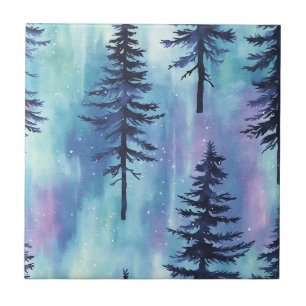 Mystisches Aurora-Waldland-Muster Fliese