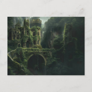 Mystisches Bild eines mit Moos bedeckten Schlosses Postkarte