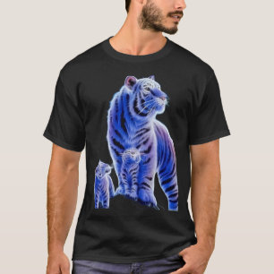 Mystisches Blaues Eis-Tiger-Familien-Grafik-T-Shir T-Shirt