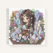 Mystisches Blumenkind mit Quarz Notizblock (Vorderseite)