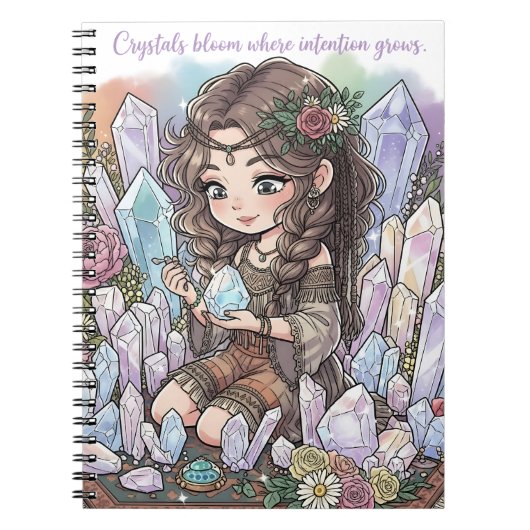 Mystisches Blumenkind mit Quarz Notizblock (Vorderseite)