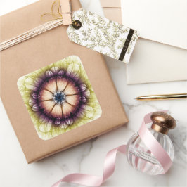 Mystisches, blumenmagisches enigmatisches Muster Quadratischer Aufkleber