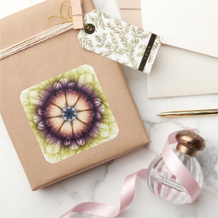 Mystisches, blumenmagisches enigmatisches Muster Quadratischer Aufkleber