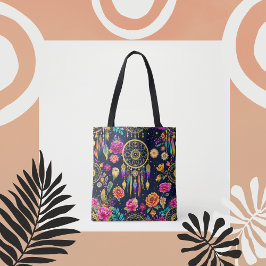 Mystisches bohemianisches Goldmuster der Blumenmar Tasche