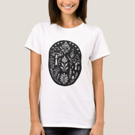 Mystisches Boho-Pilzdesign – Botanische Volkskunst T-Shirt
