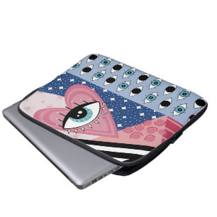 Mystisches Böse-Augen-Herz Pop-Art Retro-Himmels-D Laptopschutzhülle