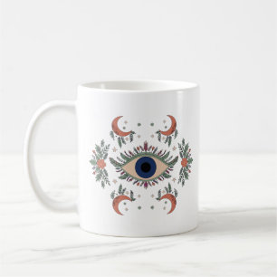 Mystisches bösen Blick und Mondsichel himmlisches Kaffeetasse