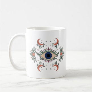 Mystisches bösen Blick und Mondsichel himmlisches Kaffeetasse