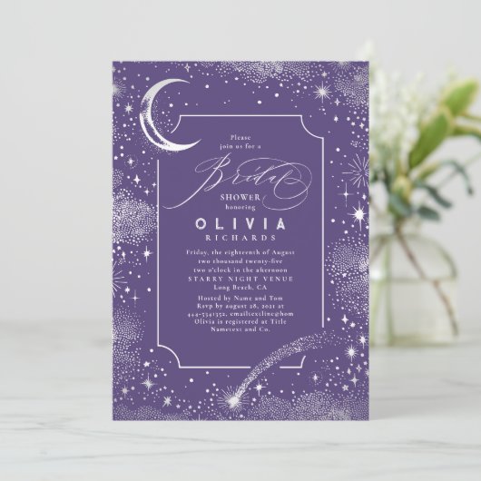 Mystisches Celestis-Brautparty Einladung (Stehend Vorderseite)