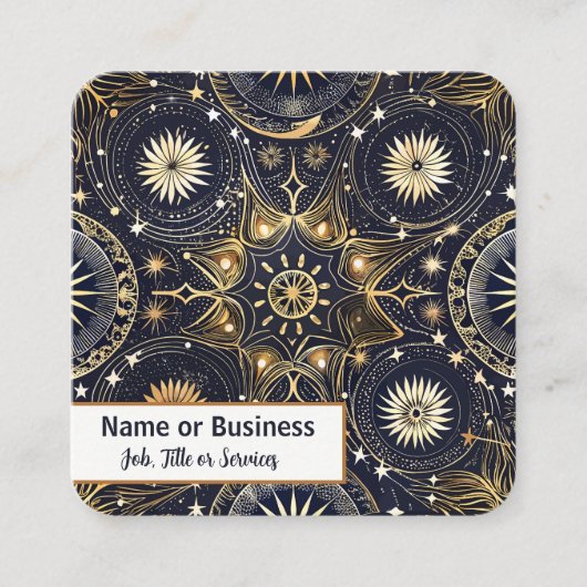 Mystisches Design in Gold und Dunkelblau Quadratische Visitenkarte (Vorderseite)