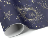 Mystisches Design Vintager Stil. Auge, Mond, Stern Geschenkpapier (Rolleneckpunkt)