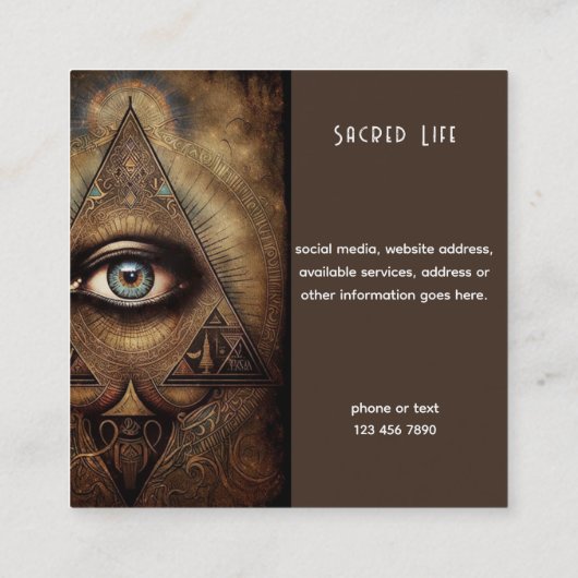Mystisches drittes Auge, spirituell Quadratische Visitenkarte (Rückseite)