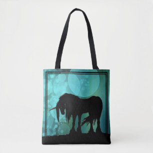 Mystisches Einhorn (aquamarine Blasen) Tasche