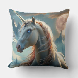 Mystisches Einhorn in verzauberten Bergen Kissen