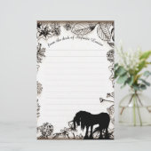 Mystisches Einhorn mit Linien (rustikale Blätter) Briefpapier (Stehend Vorderseite)