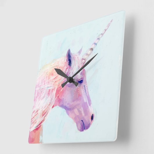 Mystisches Einhorn Quadratische Wanduhr (Winkel)