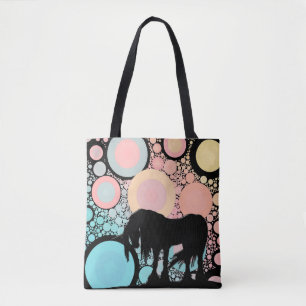 Mystisches Einhorn (rosa und aquamarine Kreise) Tasche