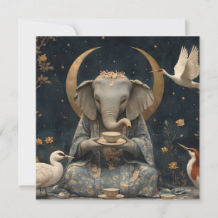 Mystisches Elephant Tee Party unter dem Halbmond Feiertagskarte