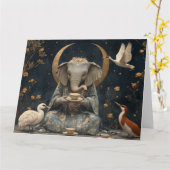 Mystisches Elephant Tee Party unter dem Halbmond Karte (Gelbe Blume)