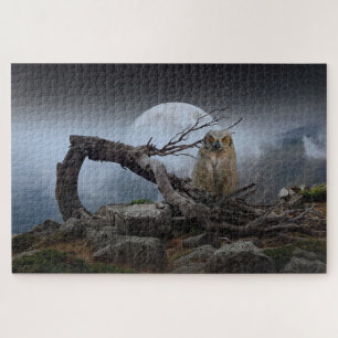Mystisches Eulenlandschaft-Puzzle Puzzle