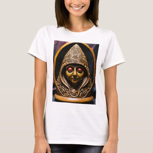 Mystisches Genom: Eine ovale Steinskulptur für Med T-Shirt (Vorderseite)