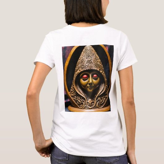 Mystisches Genom: Eine ovale Steinskulptur für Med T-Shirt (Rückseite)