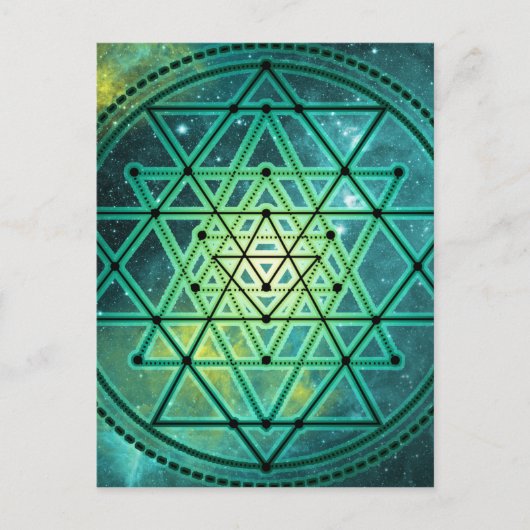 Mystisches grünes Sri Yantra Postkarte (Vorderseite)