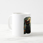 Mystisches Halloween Black Cat Art - Spooky Feline Kaffeetasse (Vorderseite Links)